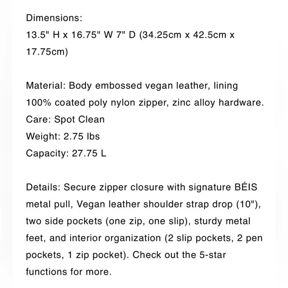 Beis | The Large Work Tote | Black Croc - Picture 7 of 17